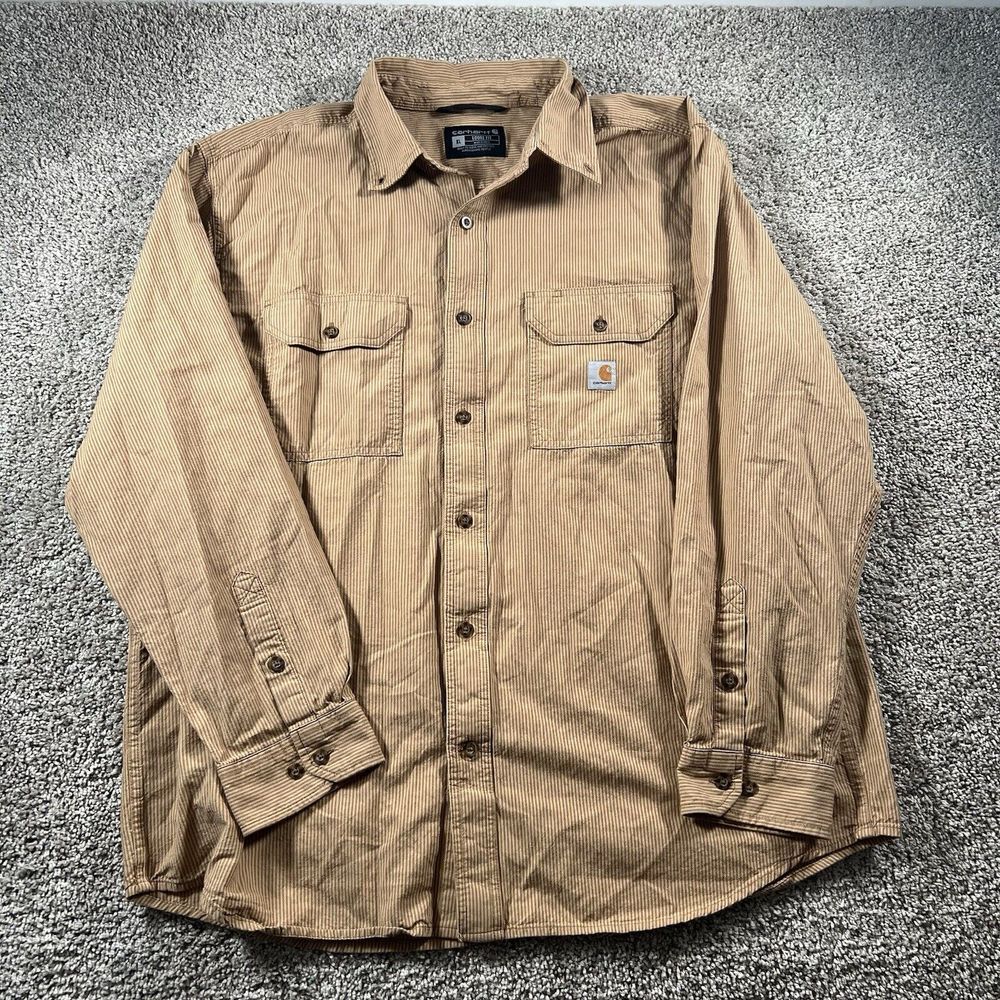 Carhartt Shirt Men XL Loose Fit Brown Button Down Comfort‎ Classiccore Flannel